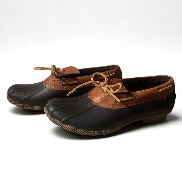 Sperry Top Sider Boots Womens Sz 7 Brown Black Rubber Waterproof Rain Snow Shoe - Picture 2 of 9